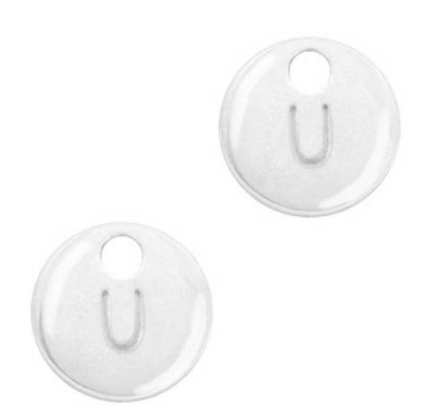 Metaal bedel initial U zilver (nikkelvrij)