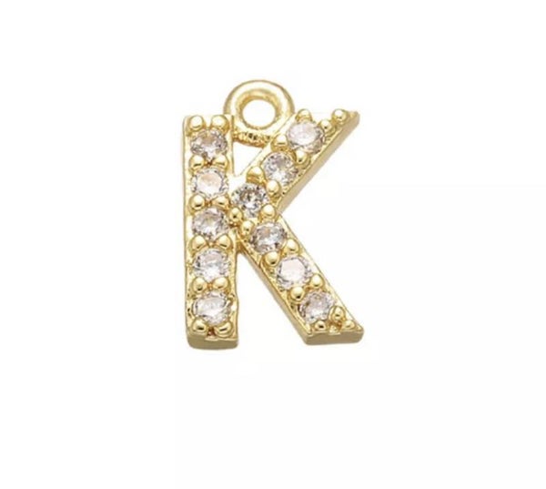 Bedel zirkonia Letter K goud.