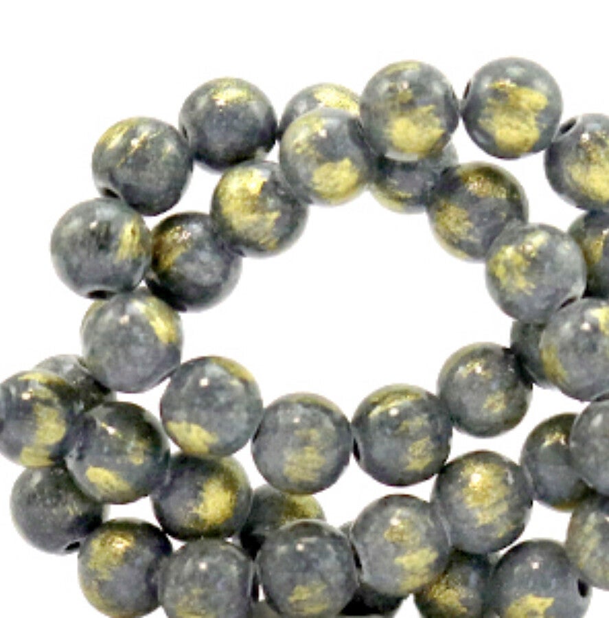 6mm natuursteen kralen Jade  grey gold