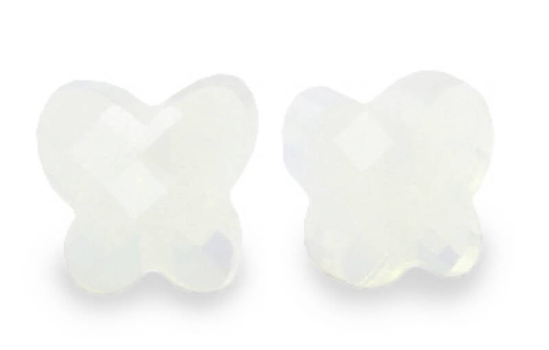 Facet kralen butterfly milky white