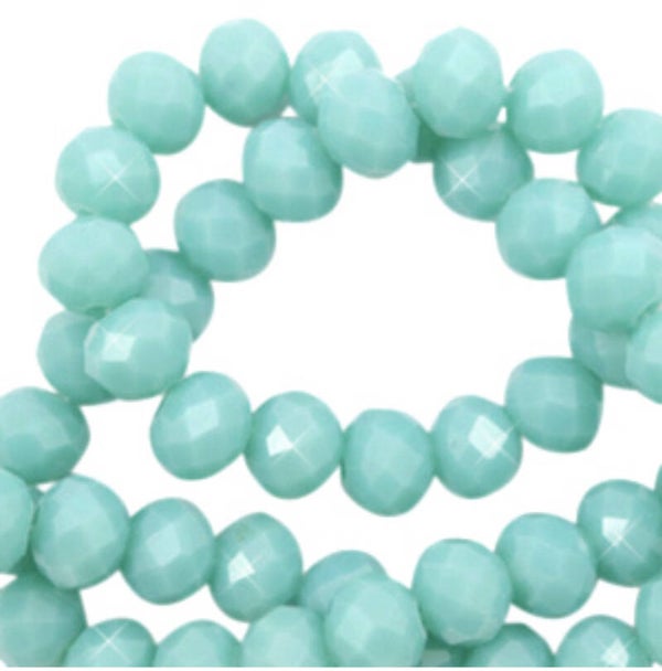 Facet kralen 4x3mm Tiffany blue pearl shine coating