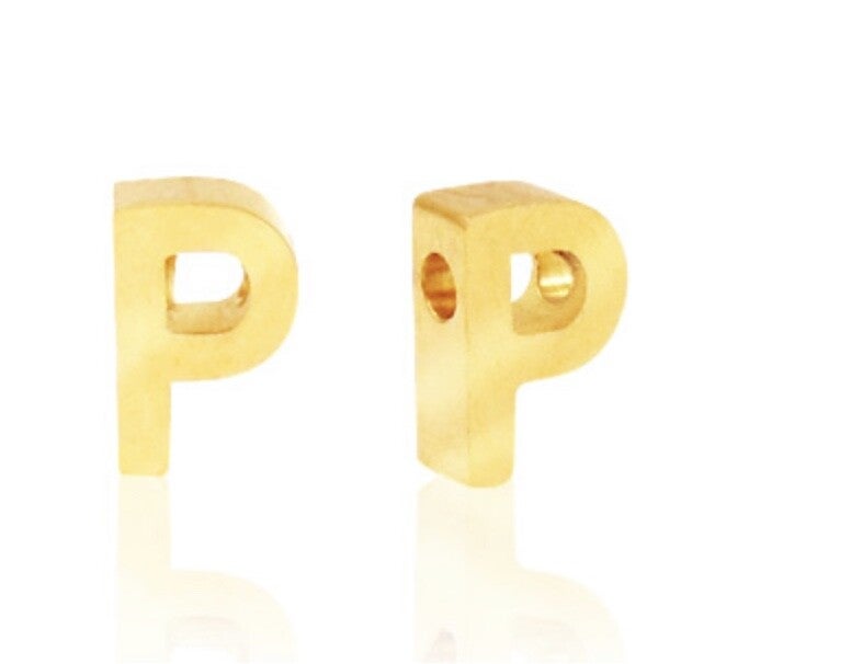 Stainless steel kraal / hanger Letter P goud 