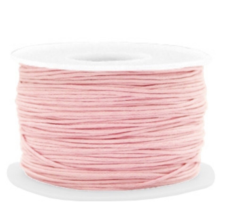 Waxkoord 1mm powder pink