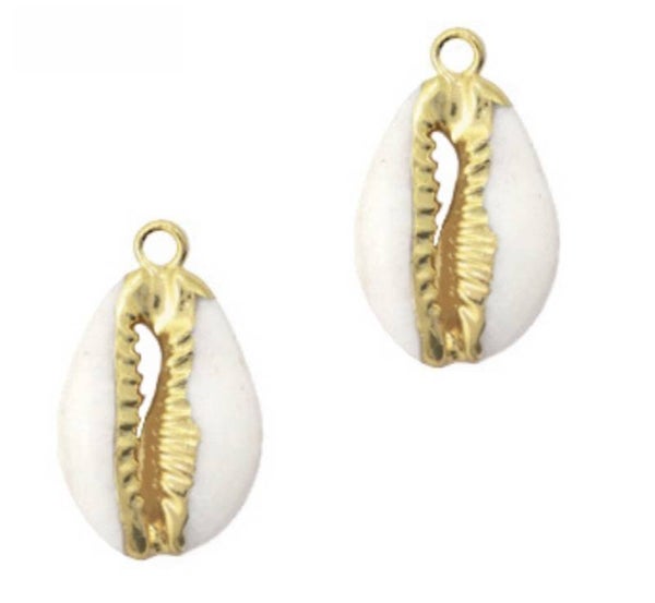 Kauri schelp hanger met oog gold.   