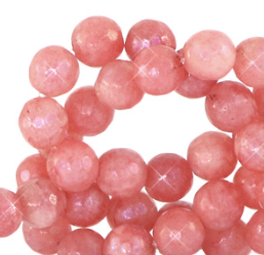 6mm natuursteen kralen facet geslepen living coral red Opal