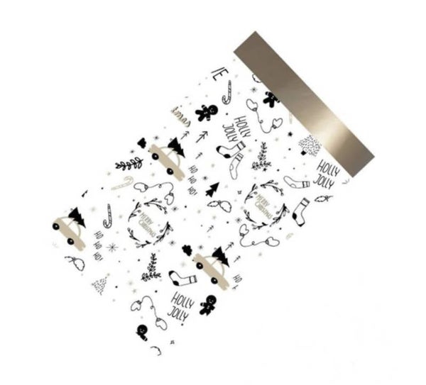 Cadeauzakjes kerst holly jolly 5 stuks