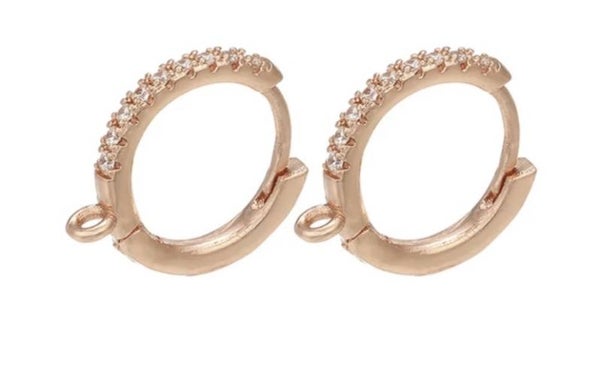 Oorringen met oog. Zirconia Rosé goud