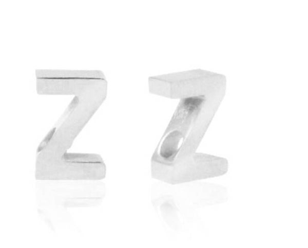 Stainless steel kraal / hanger Letter Z zilver 