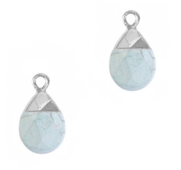 Natuursteen hanger Haze blue - silver 18x10mm