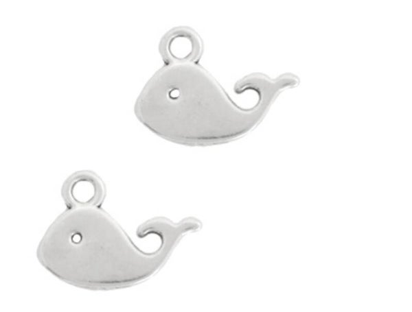 Metaal bedels DQ walvis Antiek zilver (nikkelvrij)