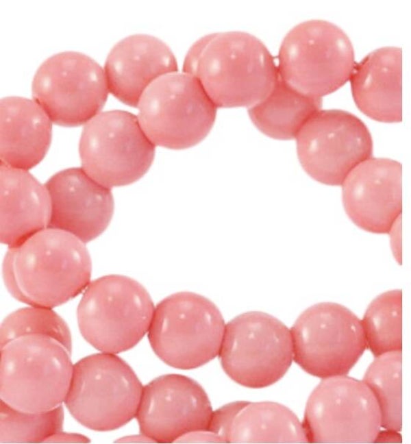 Glaskralen 4 mm opaque Sweet fruit dove pink