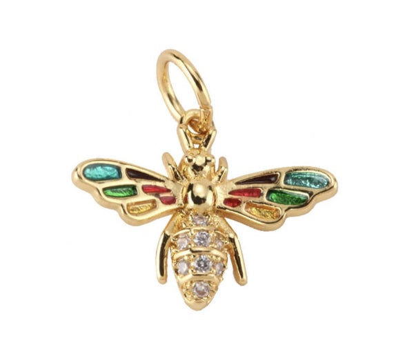 Zirkonia bedel Bij multicolor - Gold