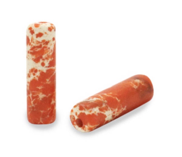 Natuursteen kralen tube 13x4mm Coral orange
