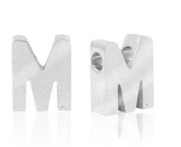 Stainless steel Kraal / Hanger Letter M Zilver 
