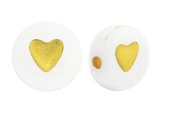 Acryl letterkralen hartjes goud 7mm 