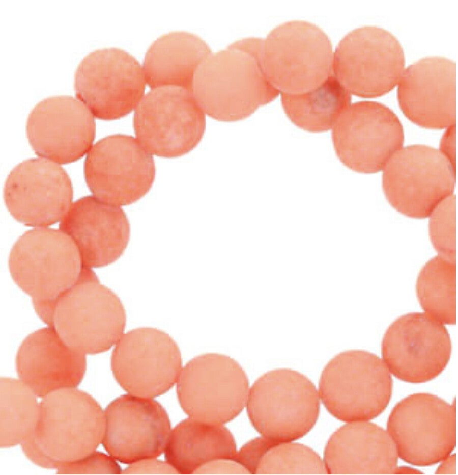 6mm natuursteen kralen Mountain Jade Mat living coral red