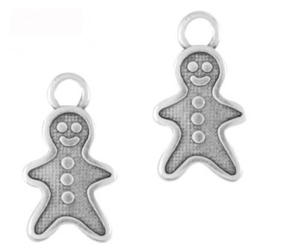 DQ bedel / hanger gingerbreadman zilver