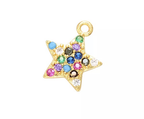 Bedel zirkonia ster multicolor goud 