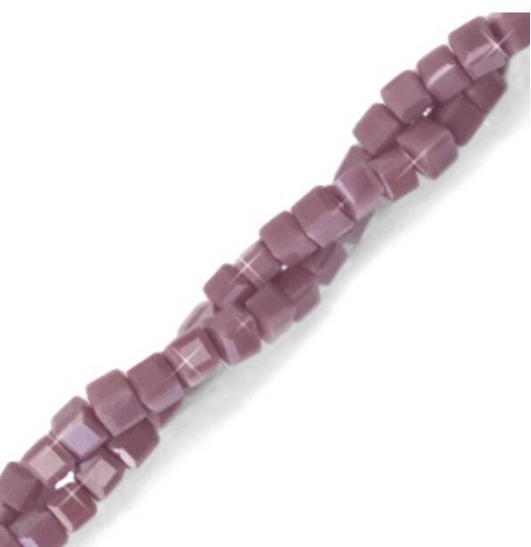 Facet kralen top quality cube 2x2mm Mauve purple-pearl shine coating