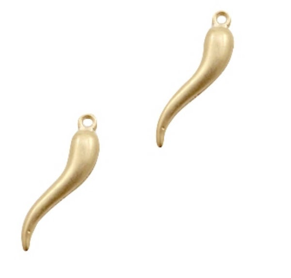 Bedel / hanger peper matt goud 26x6mm