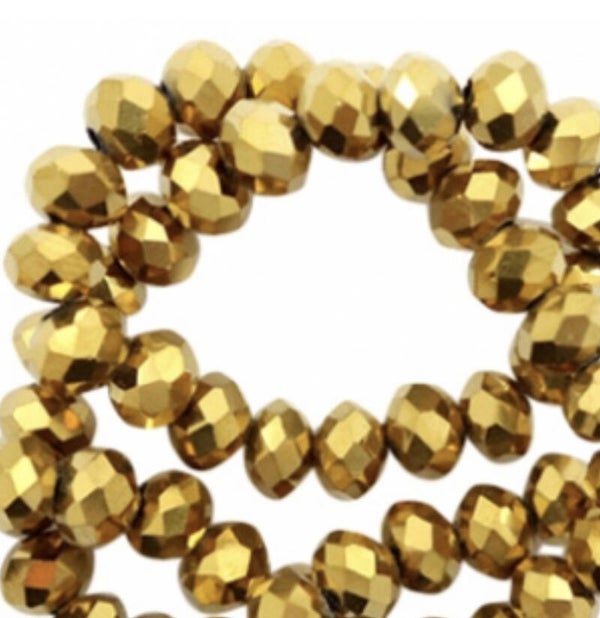 Facet kralen 8x6mm Gold amber coating