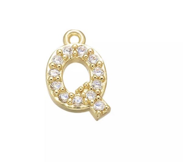 Bedel zirkonia Letter Q goud.