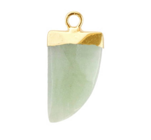 Natuursteen hanger tooth Ocean green gold