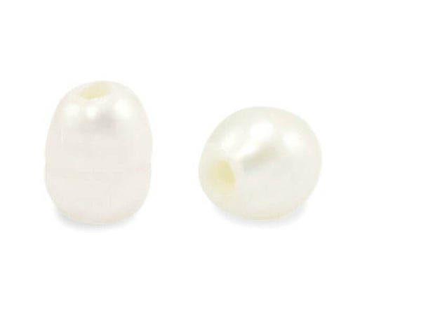 Zoetwater parel rice Natural white 9x7mm groot rijggat 2mm