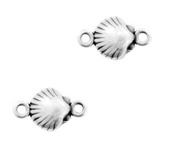 DQ tussenzetsel shell zilver met 2 ogen 15x8 mm