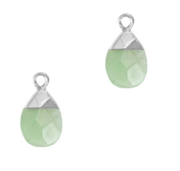 Natuursteen hanger Ocean green - silver 18x10mm