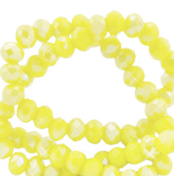 Facet kralen 4x3mm Blazing yellow pearl shine coating