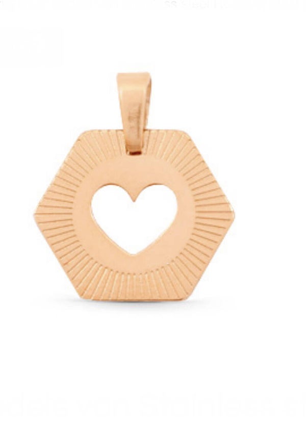 Stainless steel bedel love rosè goud 