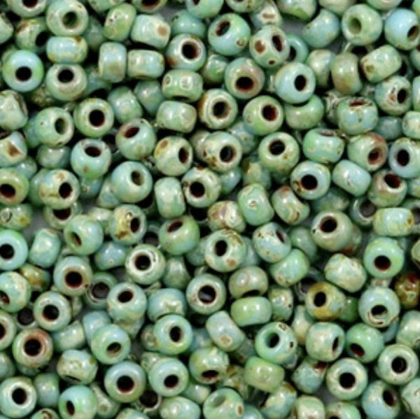 Miyuki rocailles 8/0 3mm opaque picasso turquoise blue 8-1514