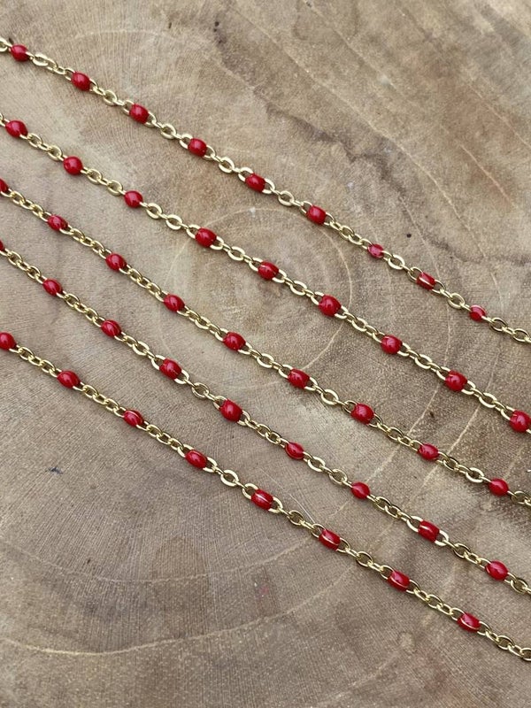 Stainless steel bolletjes jasseron rood - goud 