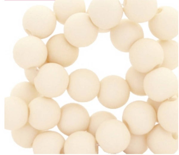 6mm acryl kralen matt vanila beige 