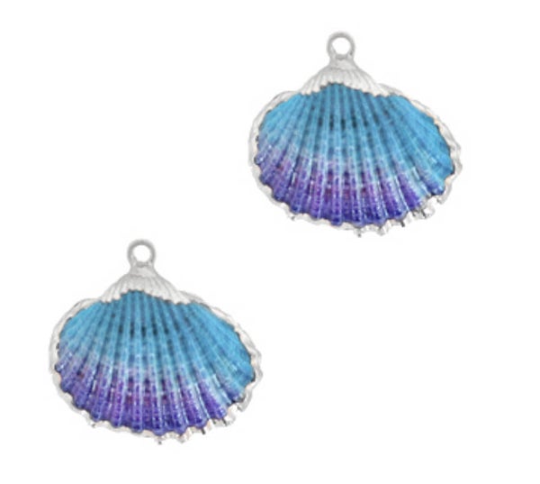 Schelp hanger Kokkel Blue purple ombré- Silver 