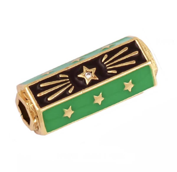 Message Beads green / black star