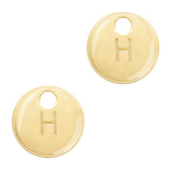 Metaal bedel initial H Goud (nikkelvrij)