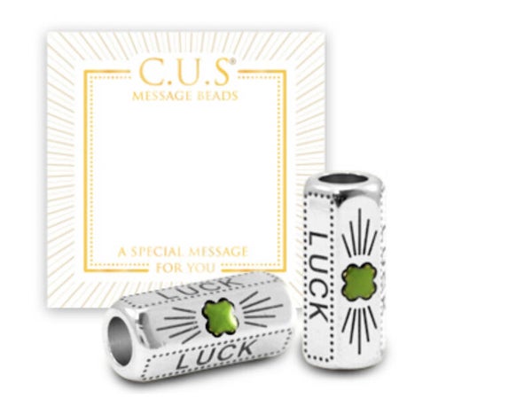 C.U.S. DQ Message Beads Luck & Clover zilver