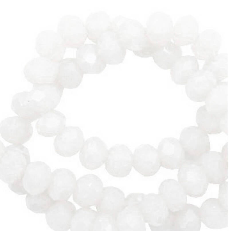 Facet kralen 8x6mm brilliant white