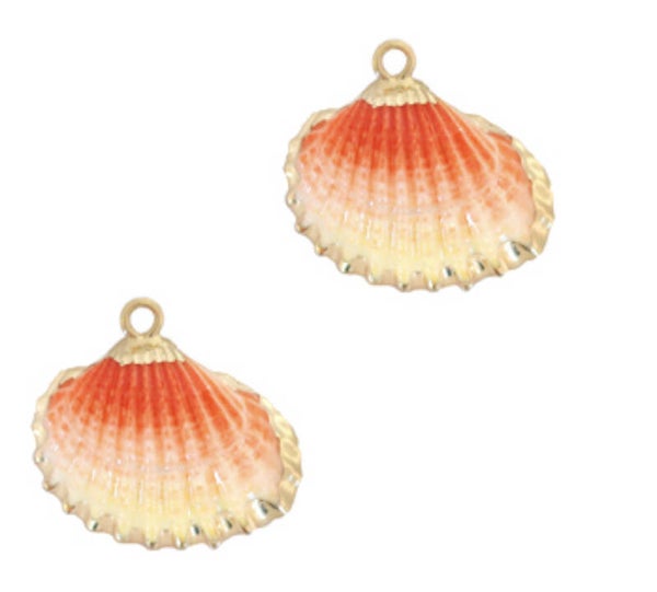 Schelp hanger kokkel Vanille red ombré - Gold 