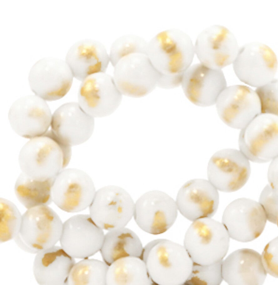 6mm natuursteen kralen Jade white gold