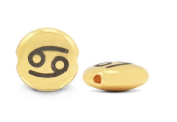DQ metaal kraal Kreeft goud 7mm. 