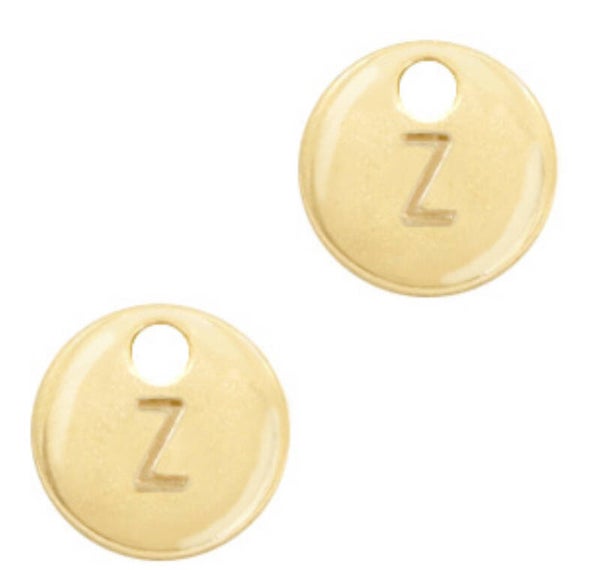 Metaal bedel initial Z goud  (nikkelvrij)