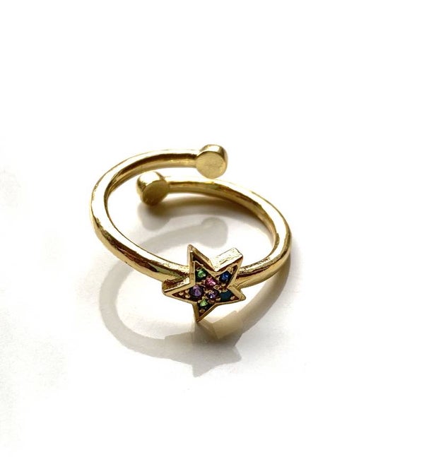 Zirconia star verstelbare ring gold.