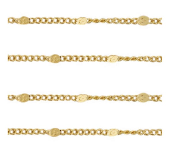 Stainless steel jasseron schakel goud 2mm