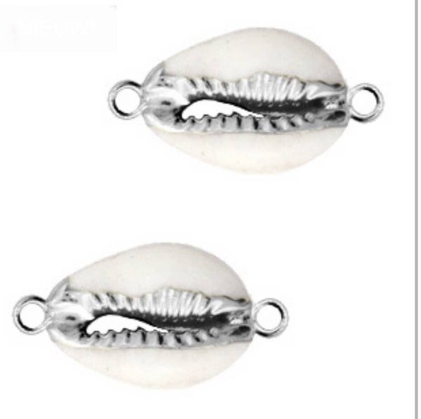 kauri schelp tussenstuk 2 ogen zilver.