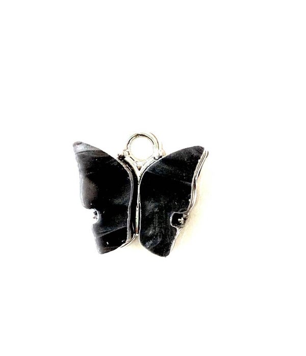 Bedel / hanger Butterfly zwart zilver 