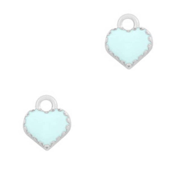 Bedel/ hanger hart zilver mint groen