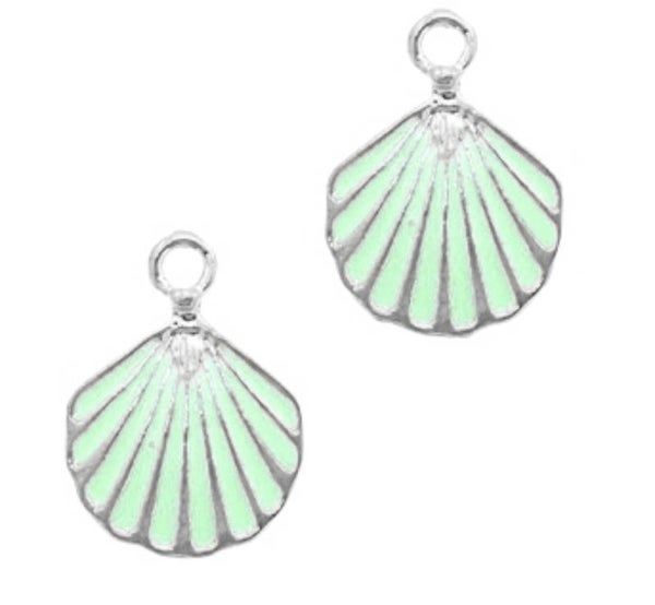 Bedel schelp Turquoise green - zilver 